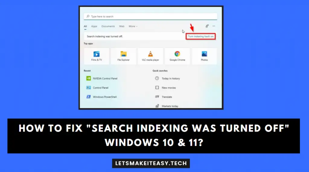 How to Fix "Search Indexing was Turned Off" Windows 10 & 11?