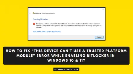 trusted platform module windows 10 error windows 10