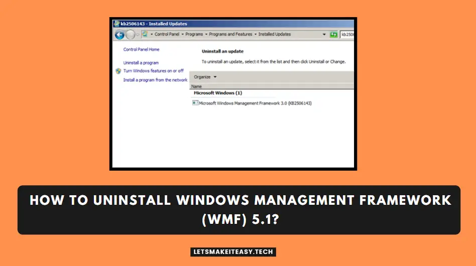 How to Uninstall Windows Management Framework (WMF) 5.1?