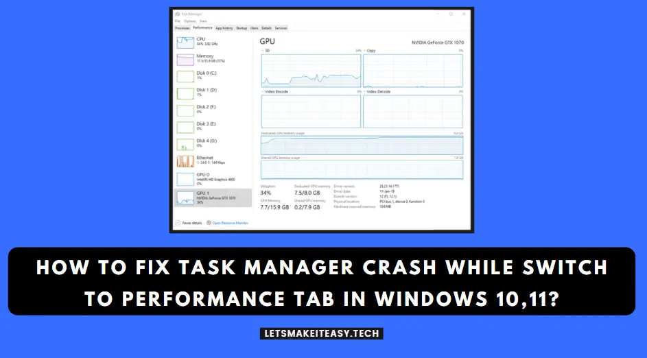 How to Fix Task Manager Crash While Switch to Performance Tab in Windows 10,11?